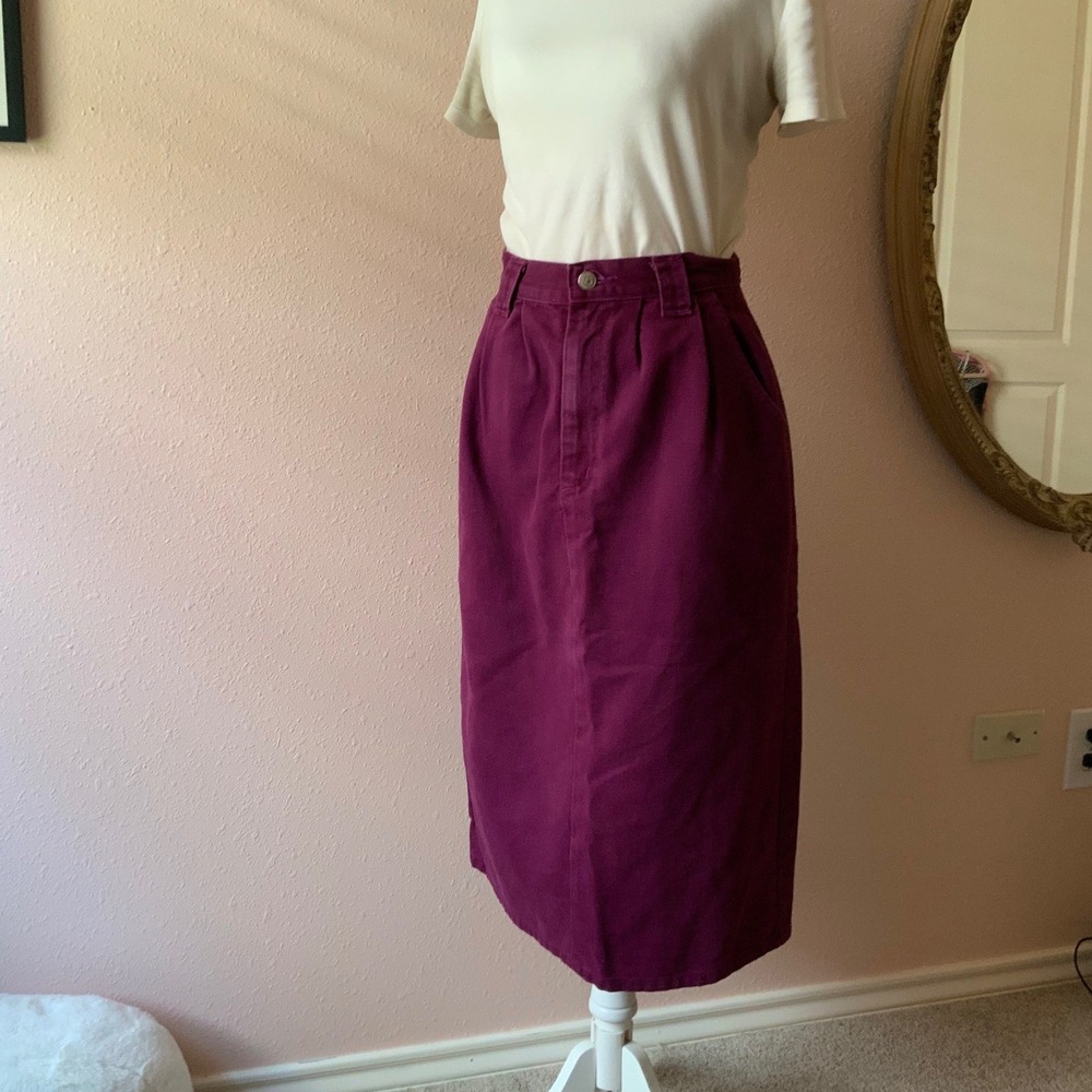 Vintage 80s Funky Whimsygoth Purple Denim Midi Skirt